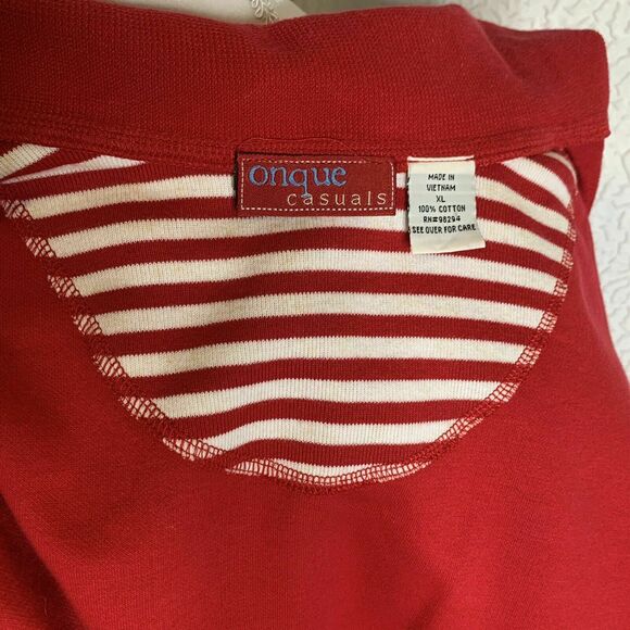 Vtg Onque casuals embroidered Red Sailor Themed Print Button Up collared sz XL - Picture 5 of 8